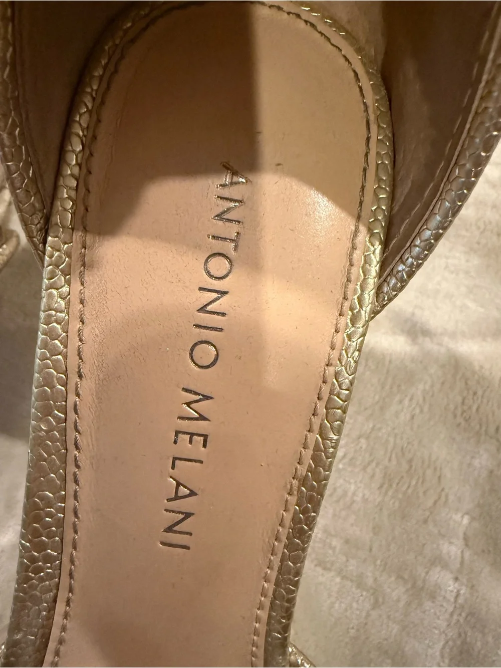 Antonio Melani- Women’s Metallic Gold Wedge Sandals with Ankle Strap